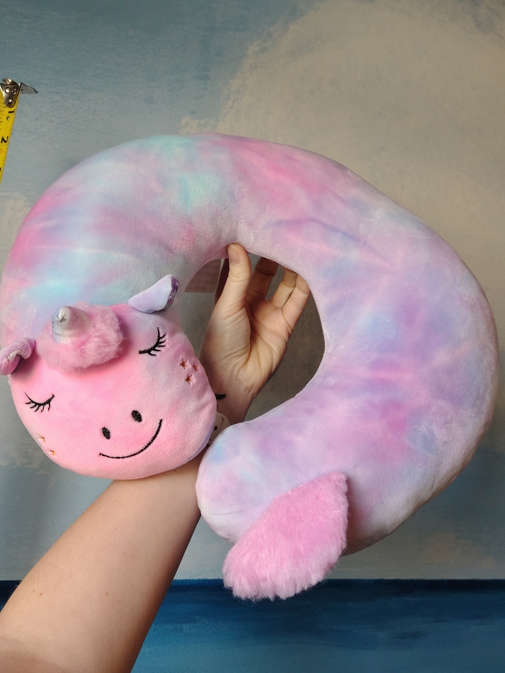 Girls Unicorn Travel Neck Pillow Plush Soft Car Ride Kids Pink Blue Purple
